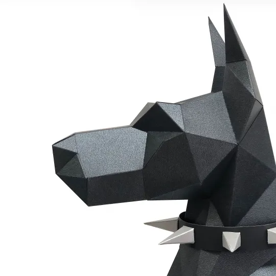 Kit de création en papier 3D Wizardi Doberman PP-2DBR-BLA