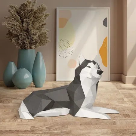 WIZARDI Modèles d'artisanat en papier 3D Husky PP-2HAS-3GWB