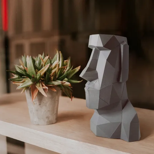 Kit de création en papier 3D Wizardi Moai PP-2MOA-GRA