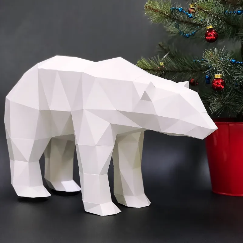 Wizardi 3D Papercraft Kit Polar Bear PP-2PLB-WHT