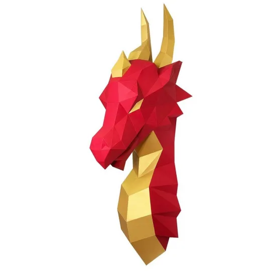 WIZARDI Modèles d'artisanat en papier 3D Dragon (Rouge) PP-1DRA-2RG