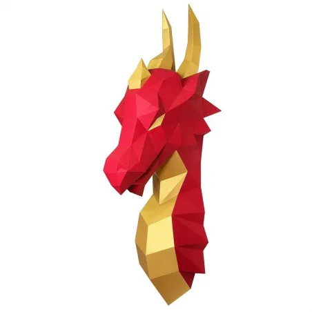 WIZARDI 3D-Papiermodelle Drache (Rot) PP-1DRA-2RG