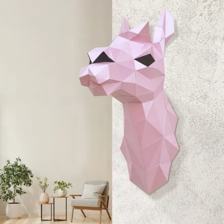 WIZARDI 3D-Papiermodelle Lama (rosa) PP-1LAM-PIN