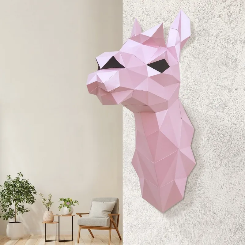 WIZARDI Modèles de création en papier 3D Lama (rose) PP-1LAM-PIN