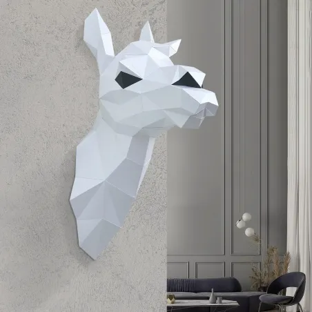 WIZARDI Modèles d'artisanat en papier 3D Lama (blanc) PP-1LAM-WHT