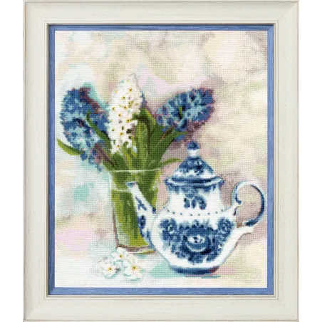 Cross stitch kit "Gzhel and hyacinths" 36 × 30 cm S/AK012