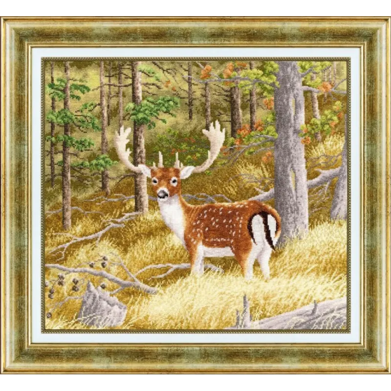 (Discontinued) Cross stitch kit "Forest deer" 38.5.7 × 34.5 cm S/DZH045