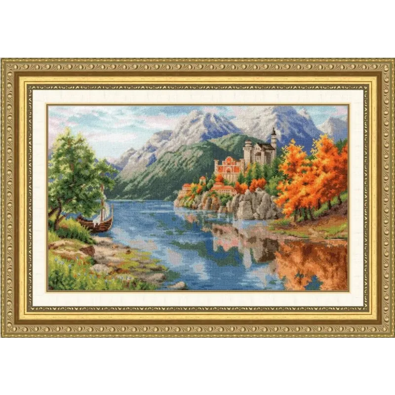 Kreuzstich-Set "Schloss am Fluss" 26.5x42.5 cm S/LP061