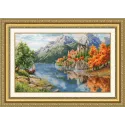 Kit de point de croix "Château au bord de la rivière" 26.5x42.5 cm S/LP061