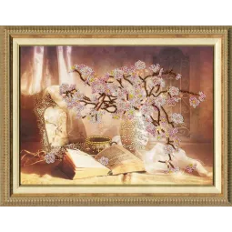 (Discontinued) Cross stitch kit "Blooming Sakura" 26 x 35 cm S/RT006