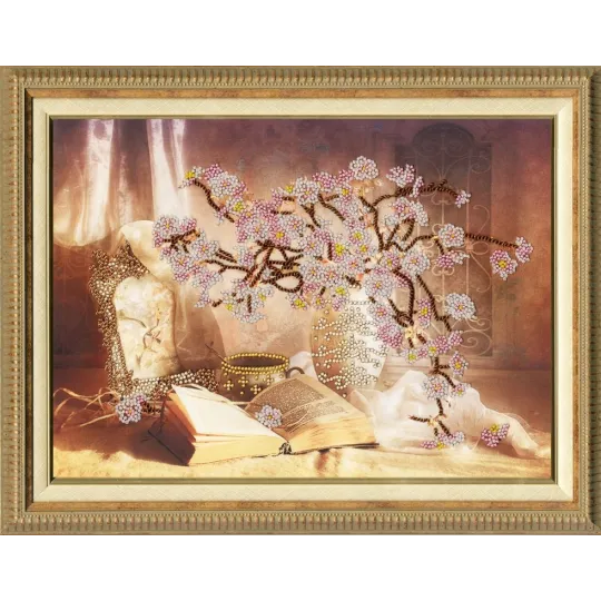 (Nicht mehr lieferbar) Kreuzstich-Set "Blühende Sakura" 26 x 35 cm S/RT006