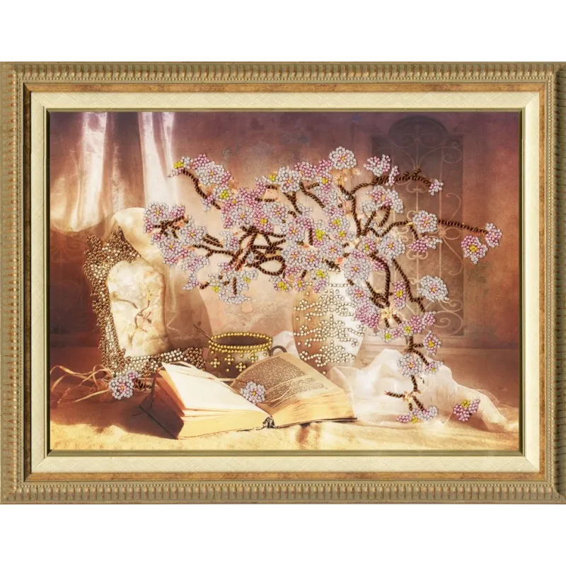 (Nicht mehr lieferbar) Kreuzstich-Set "Blühende Sakura" 26 x 35 cm S/RT006