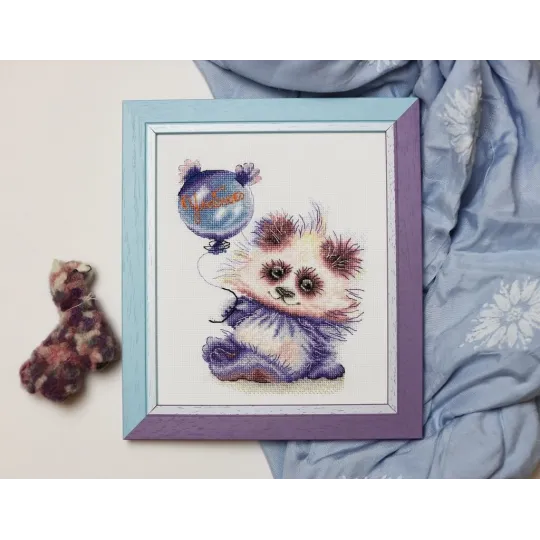 (Discontinued) Cross stitch kit "Panda with a ball" 16.8 × 13.6 cm S/VK059