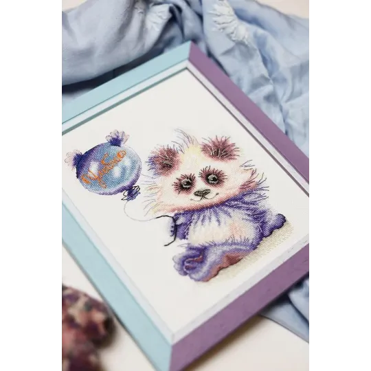 (Discontinued) Cross stitch kit "Panda with a ball" 16.8 × 13.6 cm S/VK059