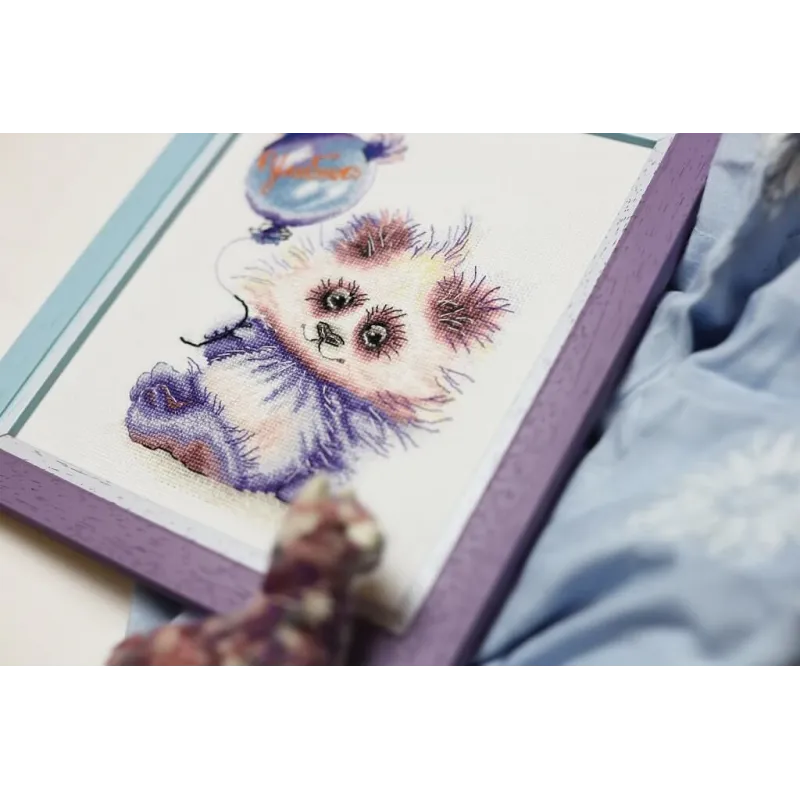 (Discontinued) Cross stitch kit "Panda with a ball" 16.8 × 13.6 cm S/VK059