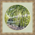 Kreuzstich-Set "Birken am Fluss" 31.7x31.7 cm S/VM034