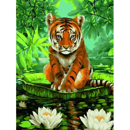 Dažų pagal numerius rinkinys Tigras ir vandens lelijos 40x50 cm S052