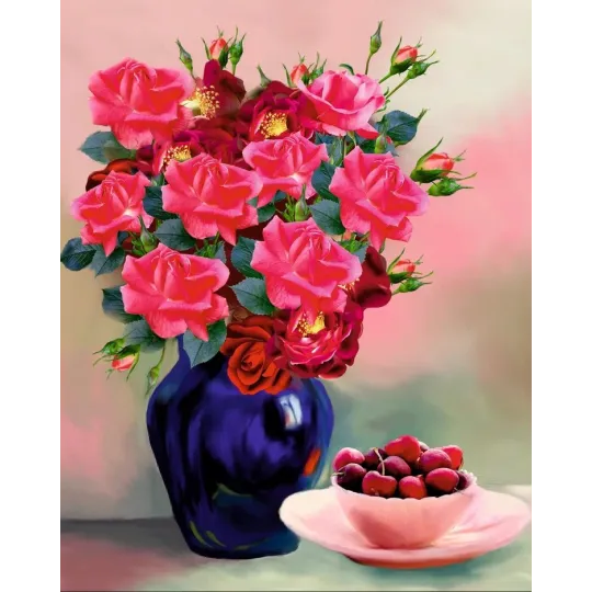 Diamond painting with subframe "Scarlet bouquet" 40*50 cm DP017