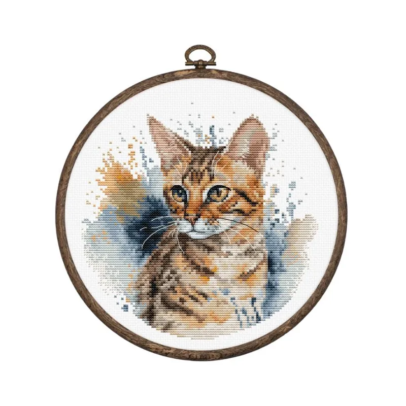 Cross Stitch Kit with Hoop Included The Bengal Cat 16x16cm SBC210