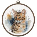 Cross Stitch Kit with Hoop Included The Bengal Cat 16x16cm SBC210