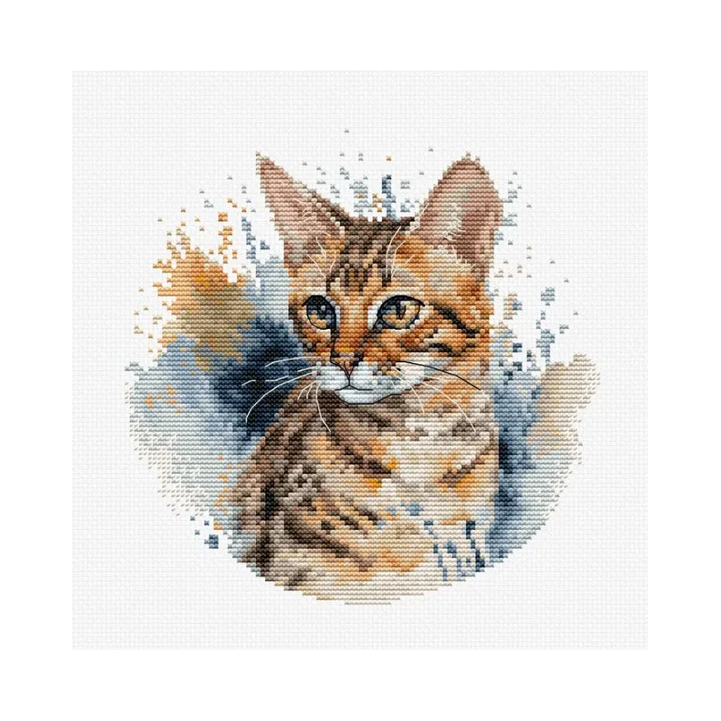 Cross Stitch Kit with Hoop Included The Bengal Cat 16x16cm SBC210