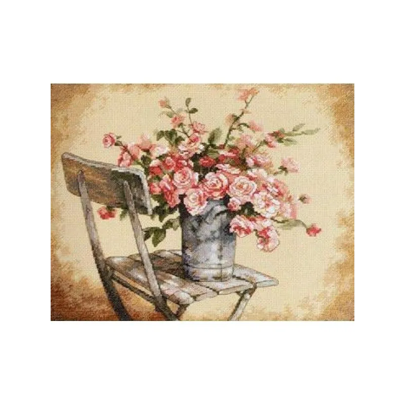 Roses on White Chair D35187