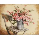 Roses sur chaise blanche D35187