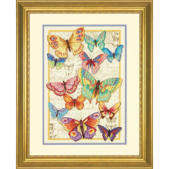 Kreuzstich-Set Schmetterlings Schönheit 25,4x35,5cm D70-35338