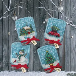 Kit de point de croix "Ornements de bocal de Noël" D70-08997