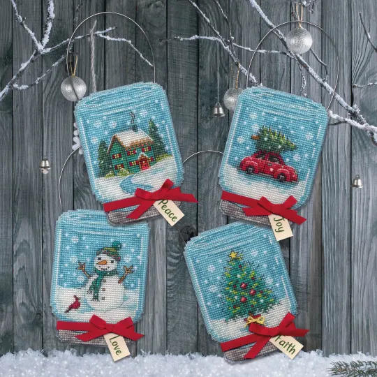 Kit de point de croix « Décorations de Noël en pot » D70-08997