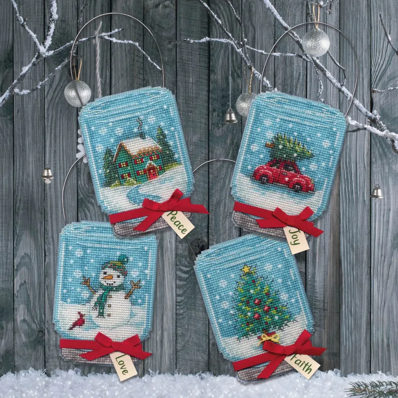 Kit de point de croix « Décorations de Noël en pot » D70-08997