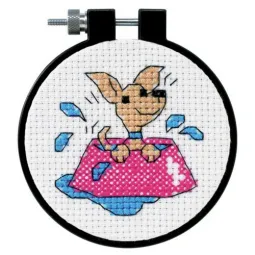 Kit de point de croix avec tambour "Perky Puppy" D73039
