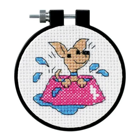 Kit de point de croix avec tambour "Perky Puppy" D73039