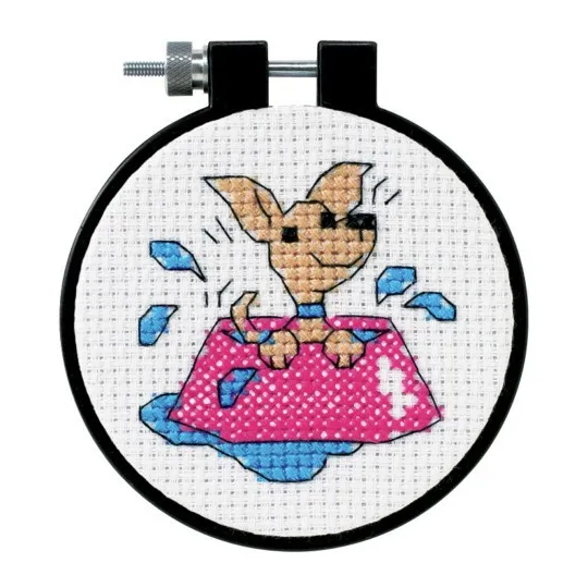 Cross stitch kit with hoop "Perky Puppy" D73039