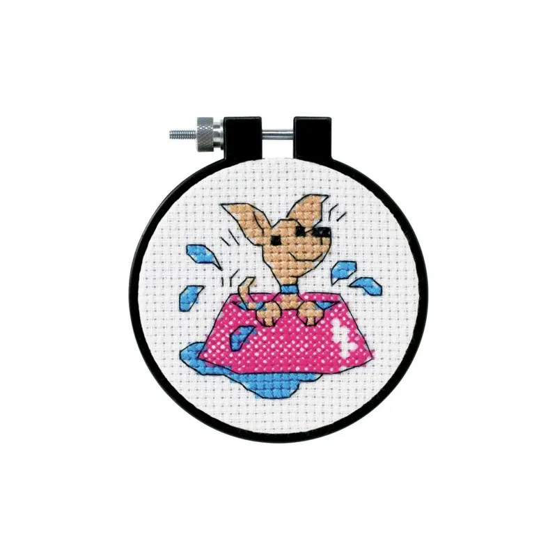 Kit de point de croix avec tambour "Perky Puppy" D73039