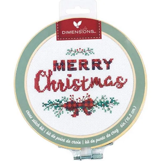 Kit de point de croix avec cercle en bois "Joyeux Noël" D72-76043