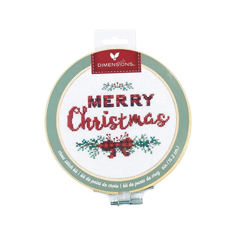 Kit de point de croix avec cercle en bois "Joyeux Noël" D72-76043
