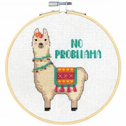 Cross stittch kit with hoop "No Probllama" D72-76111
