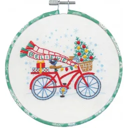 Cross stitch kit with hoop "Holiday Bicycle" D72-09003