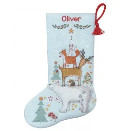 Kreuzstich-Set Weihnachtssocke "Woodland stask" D70-09601