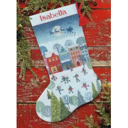 Kit de point de croix Chaussette de Noël "Skaiting" D70-09602