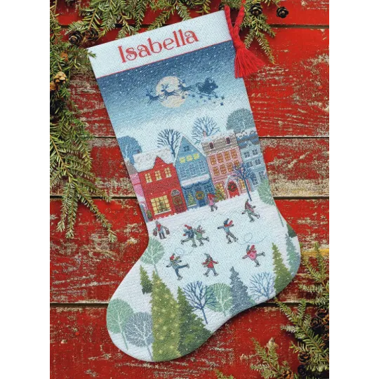 Kreuzstich-Set Weihnachtsstrumpf "Skaiting" D70-09602