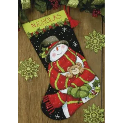 Kreuzstich-Set "Schneemann und Bär" Weihnachtsstrumpf D71-09151