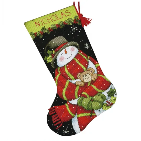 Cross stittch kit "Snowman and Bear" Christmas Stocking D71-09151