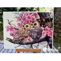 Two Owls in Spring Blossom 38x29 cm SK228