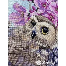 Kit de point de croix "Deux hiboux dans la fleur de printemps" 38x29 cm SK228