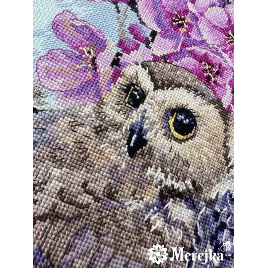 Two Owls in Spring Blossom 38x29 cm SK228