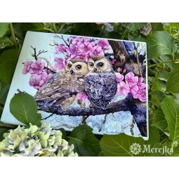 Cross stitch kit "Two Owls in Spring Blossom" 38x29 cm SK228