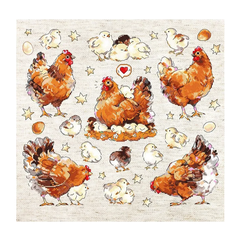 Pied Hens 33x30 cm SLETIL8819