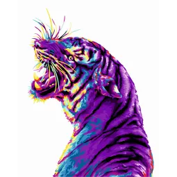 (SALE) Malen nach Zahlen Kit. H136 Tiger-Grinsen 40*50